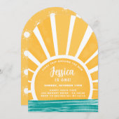 First Trip のまわりに the Sun - Sunshine 1st誕生日 招待状 (正面/裏面)