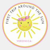 First Trip のまわりに The Sun Sunshine 1st Birthday ラウンドシール (正面)