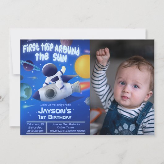 First Trip のまわりに the Sun with Photo 招待状 (正面)