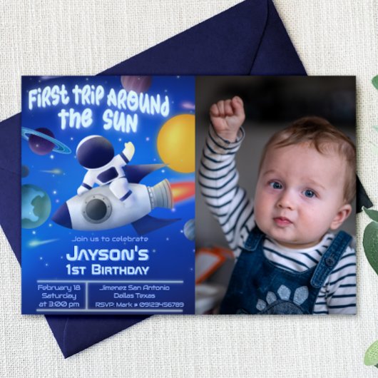 First Trip のまわりに the Sun with Photo 招待状