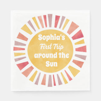 First Trip Around Sun Ballon For Girl スタンダードランチョンナプキン