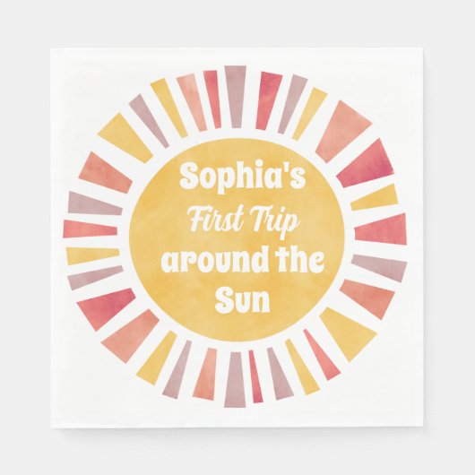 First Trip Around Sun Ballon For Girl スタンダードランチョンナプキン (正面)