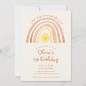 First Trip Around Sun Rainbow Photo 1st Birthday 招待状 (正面)