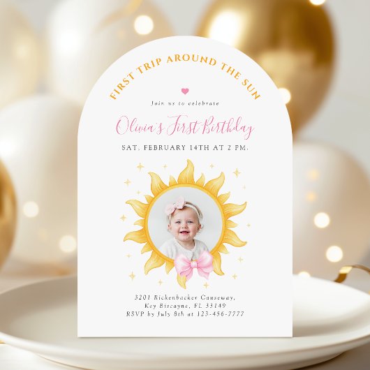 First Trip Around the Sun 1st Birthday Invitation 招待状