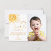 First Trip Around The Sun 1st Birthday Photo サンキューカード (正面)