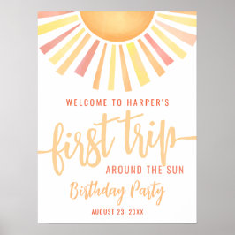 First Trip Around The Sun 1st Birthday Welcome ポスター