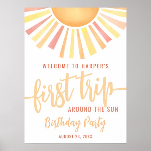 First Trip Around The Sun 1st Birthday Welcome ポスター (正面)