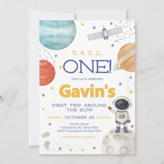 First Trip Around the Sun Birthday  招待状 (正面)