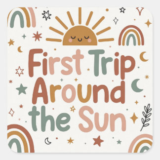 First Trip Around the Sun Birthday – 1st BDAY Squ スクエアシール