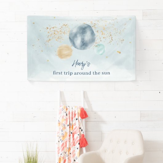 First Trip Around The Sun Birthday Banner Backdrop 横断幕 (インサイチュ)