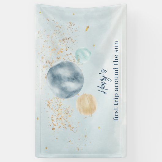 First Trip Around The Sun Birthday Banner Backdrop 横断幕 (縦)