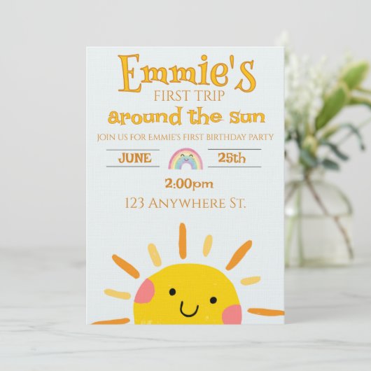 first trip around the sun birthday invitation 招待状 (スタンド正面)