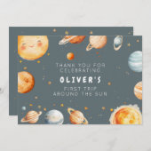 First Trip Around the Sun Birthday Thank You Card 招待状 (正面/裏面)