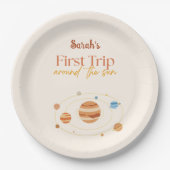 First Trip Around The Sun Boho Photo 1st Birthday ペーパープレート (正面)