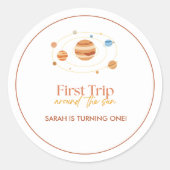 First Trip Around The Sun Boho Photo 1st Birthday ラウンドシール (正面)