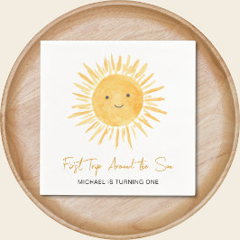 First Trip Around The Sun Boys 1st Birthday Party スタンダードカクテルナプキン