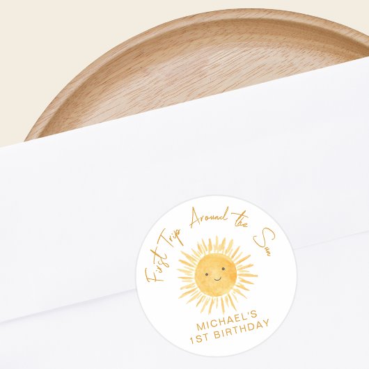 First Trip Around The Sun Boy's Birthday ラウンドシール