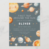 First Trip Around the Sun First Birthday  招待状 (正面)