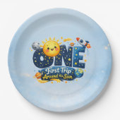 First Trip Around the Sun First Birthday Party Pla ペーパープレート (正面)