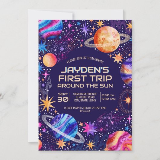 First Trip Around the Sun Galaxy Outer Space 招待状 (正面)