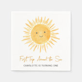 First Trip Around The Sun Girl 1st Birthday Party スタンダードカクテルナプキン (正面)