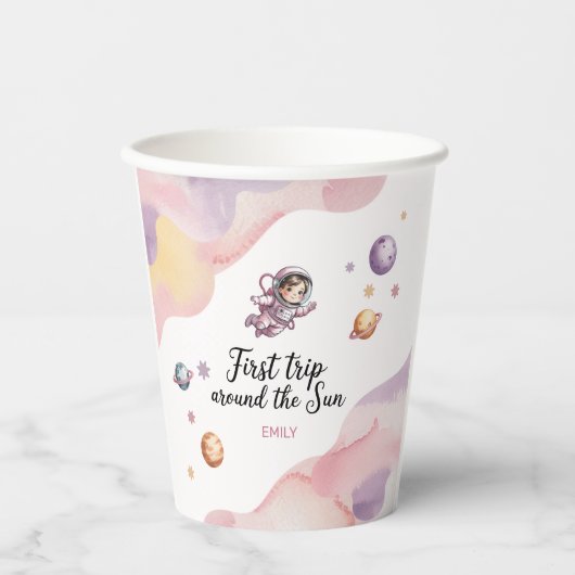 First Trip Around the Sun Girl Pink Birthday  紙コップ (正面)