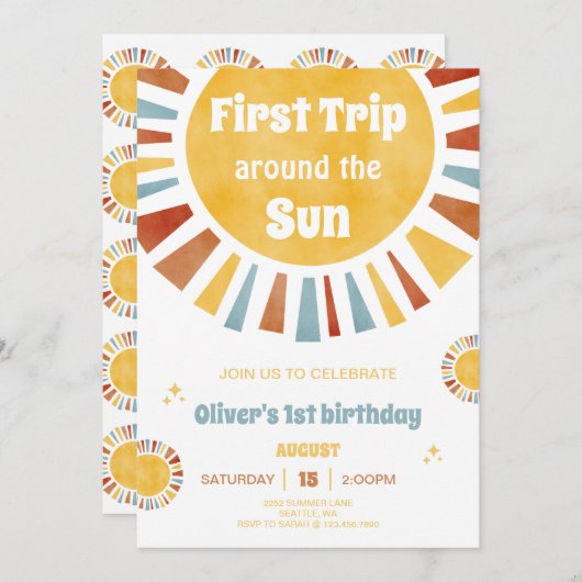 First Trip Around The Sun Invitation 招待状 (正面/裏面)