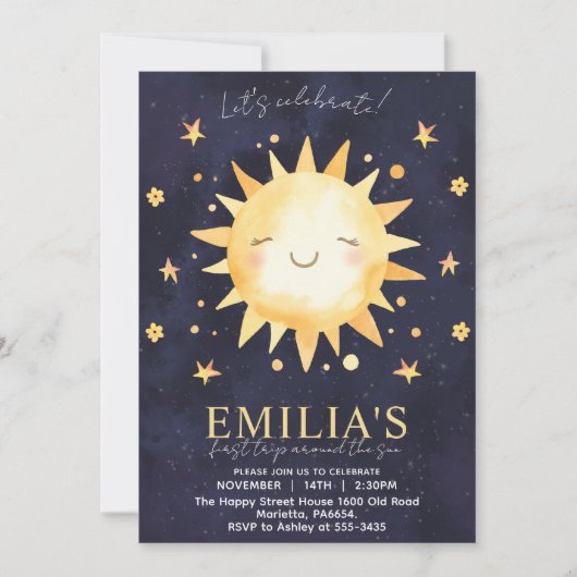 First Trip Around The Sun Invitation for Birthday 招待状 (正面)