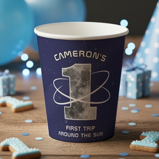 First Trip Around the Sun Moon One Birthday Party 紙コップ