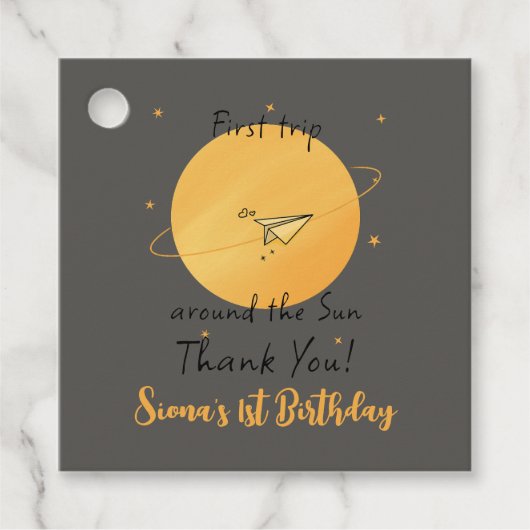 First Trip Around The Sun Paper Airplane Birthday フェイバータグ (正面)