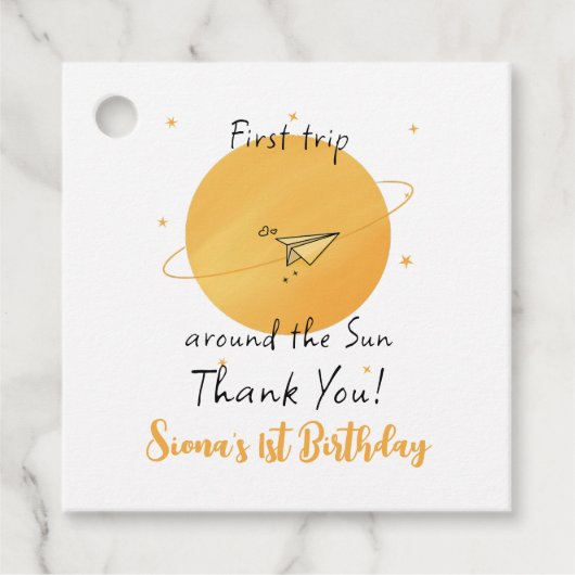 First Trip Around The Sun Paper Airplane Birthday フェイバータグ (正面)