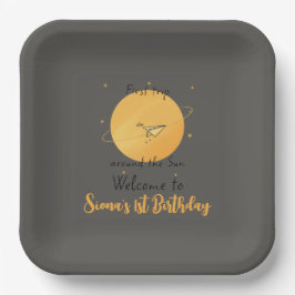 First Trip Around The Sun Paper Airplane Birthday ペーパープレート