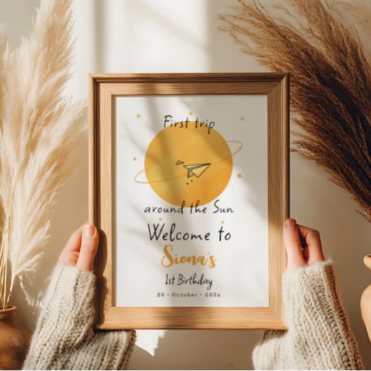 First Trip Around The Sun Paper Airplane Birthday ポスター