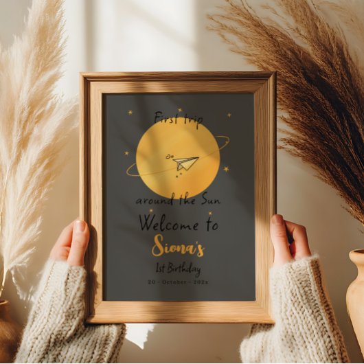 First Trip Around The Sun Paper Airplane Birthday ポスター