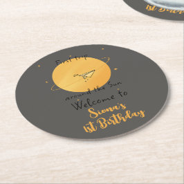 First Trip Around The Sun Paper Airplane Birthday ラウンドペーパーコースター