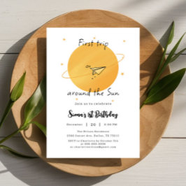 First Trip Around The Sun Paper Airplane Birthday 招待状