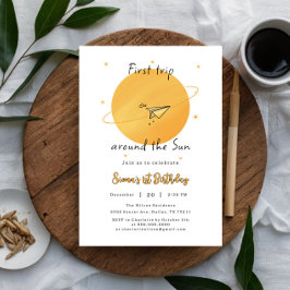 First Trip Around The Sun Paper Airplane Birthday 招待状