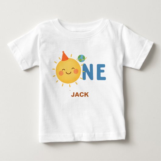 First Trip Around the Sun Personalized Kids Shirt  ベビーTシャツ (正面)