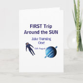 First trip around the sun planet astronaut birthda カード (正面)