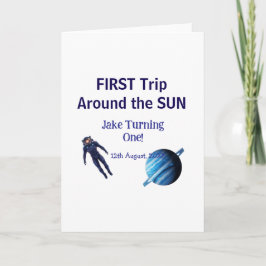 First trip around the sun planet astronaut birthda カード