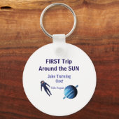 First trip around the sun planet astronaut birthda キーホルダー (正面)