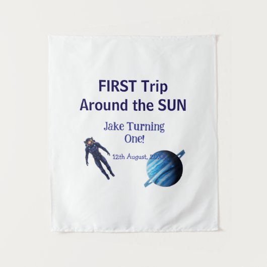 First trip around the sun planet astronaut birthda タペストリー (正面)