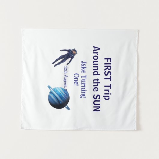 First trip around the sun planet astronaut birthda タペストリー (正面(横))