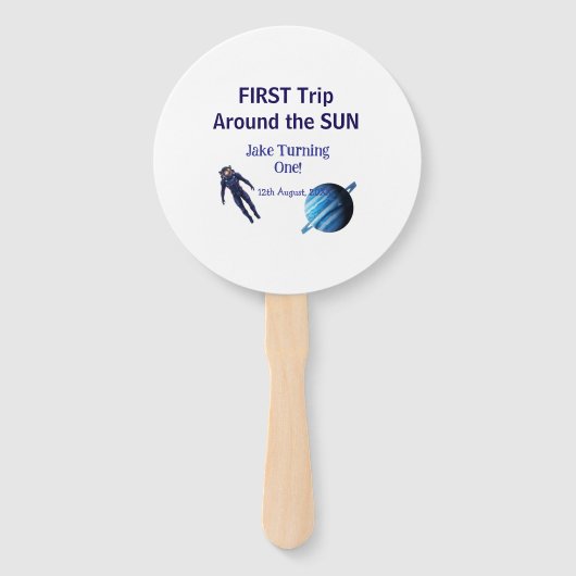 First trip around the sun planet astronaut birthda ハンドファン (正面)