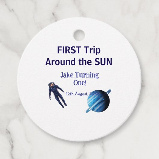 First trip around the sun planet astronaut birthda フェイバータグ (正面)