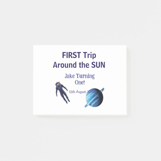 First trip around the sun planet astronaut birthda ポストイット (正面)