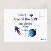 First trip around the sun planet astronaut birthda ポストカード (裏面)