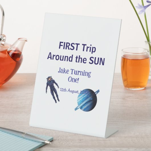First trip around the sun planet astronaut birthda 台座サイン (インサイチュ)