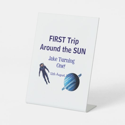 First trip around the sun planet astronaut birthda 台座サイン (正面)