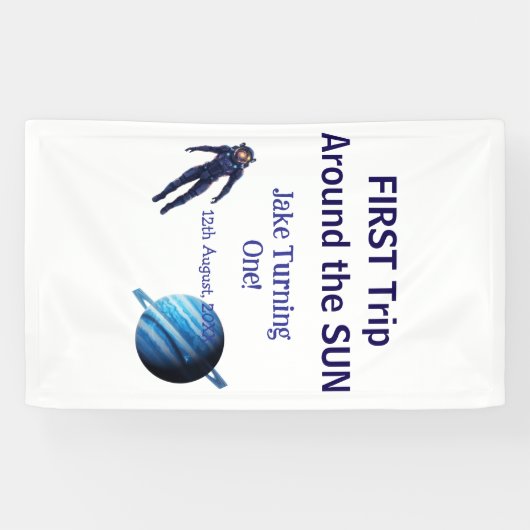 First trip around the sun planet astronaut birthda 横断幕 (横)